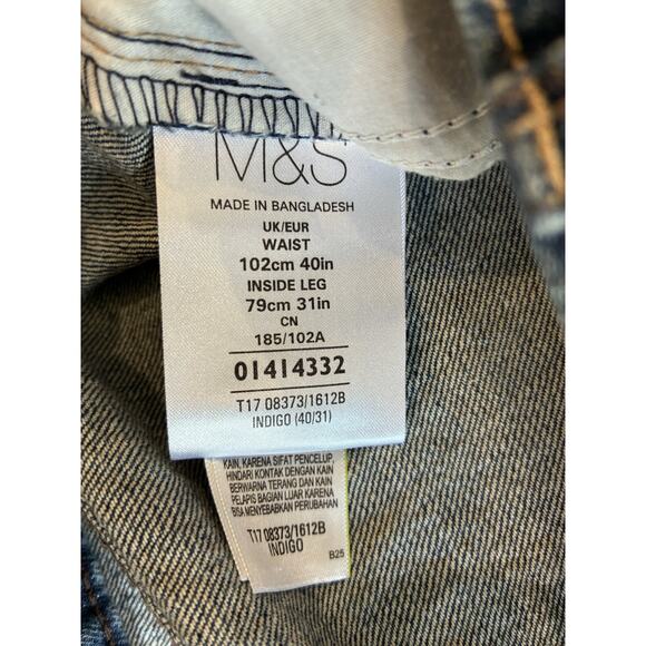 M&S Collection Men’s Blue Jeans Regular Fit With Stretch Size 40 NWOT - Picture 5 of 8